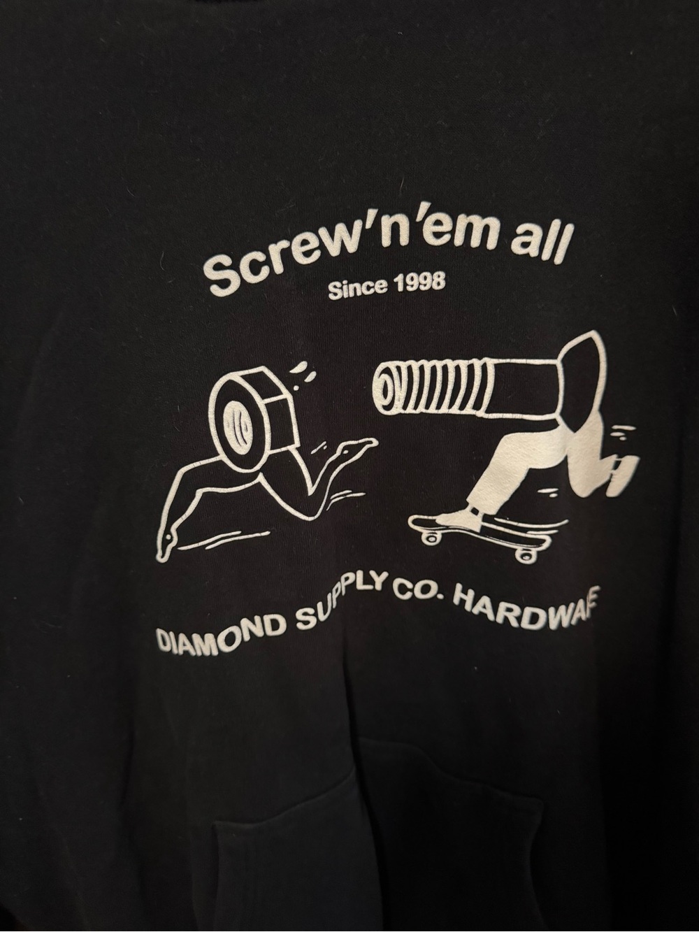 Diamond Supply Co. Black Hoodie with White 'Screw'n'em All' Graphic